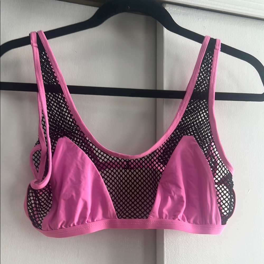 Sports Illustrated Swim Pink and Black Mesh Bra